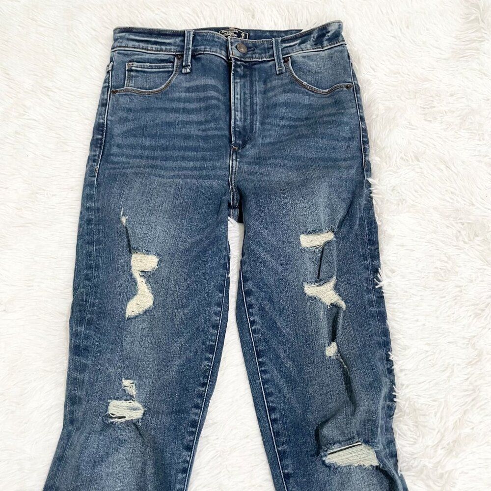 Abercrombie & Fitch Simon High Rise Super Skinny Ripped Jeans in Blue Size 26/2 - Picture 6 of 11